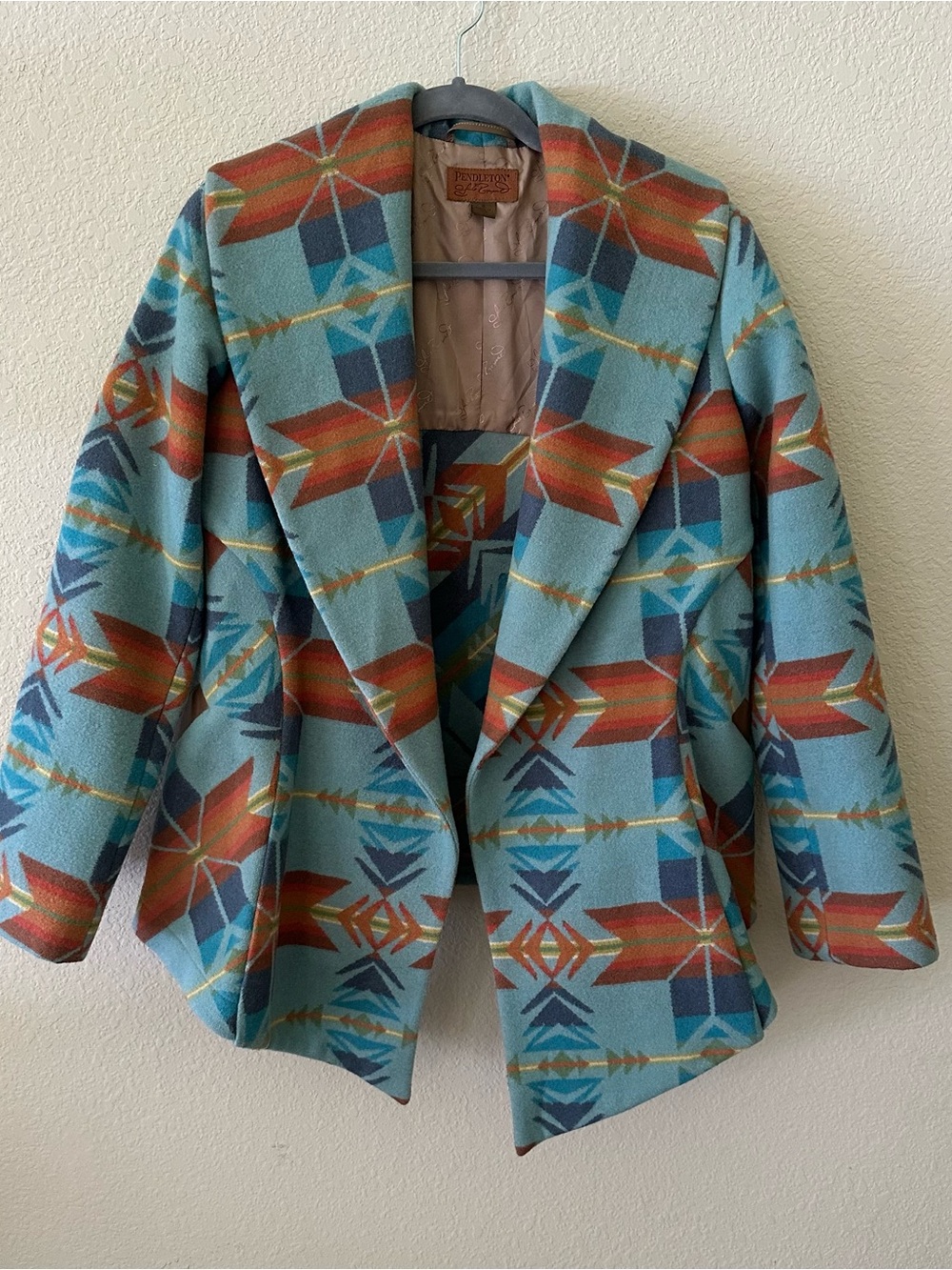 Pendleton Turquoise Blue & Rust Aztec Blazer - Picture 2 of 7